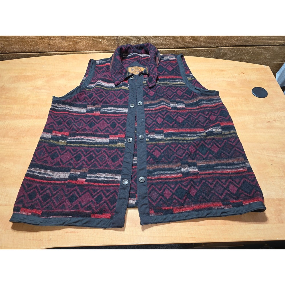 Outback Trading Co Mens Southwestern Wool Blend Button Vest Missing Size Tag